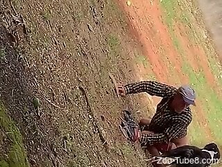 Mature zoophile gets nailed from behind by his dog